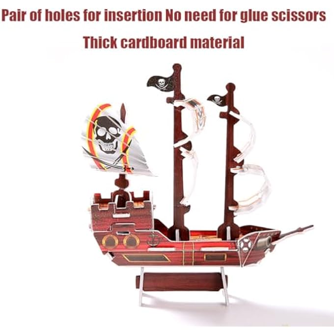 1 PIECE PIRATE SHIP 3D PUZZLE BOYS AND GIRLS HANDMADE ASSEMBLY TOY - Image 3